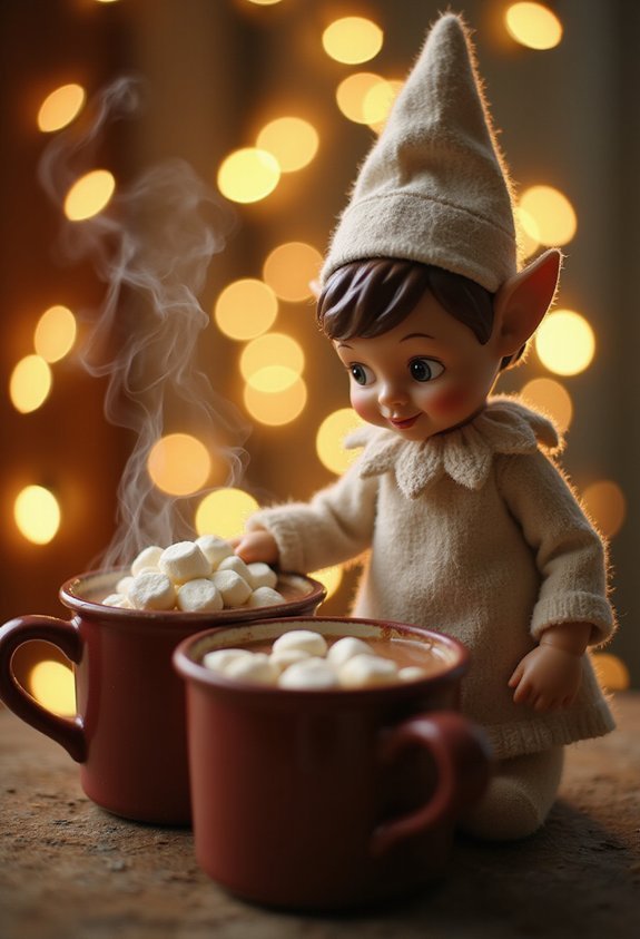 marshmallow topped mugs warm chocolate departing elf friendship finale