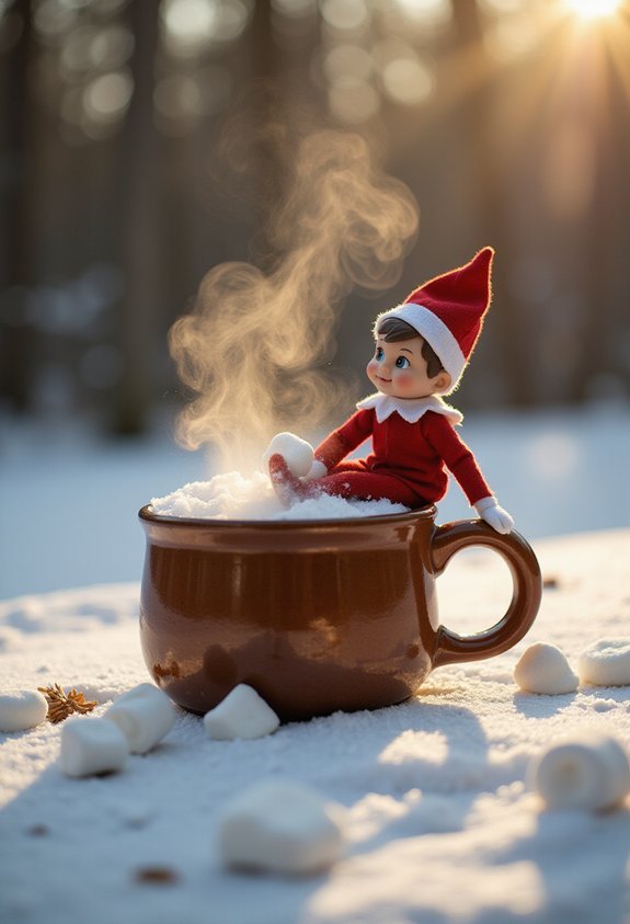 mug sledding marshmallow chaos cozy adventure