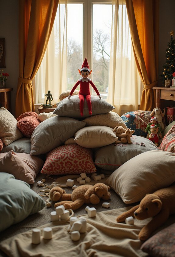 pillow fort disaster hilarious elf prank