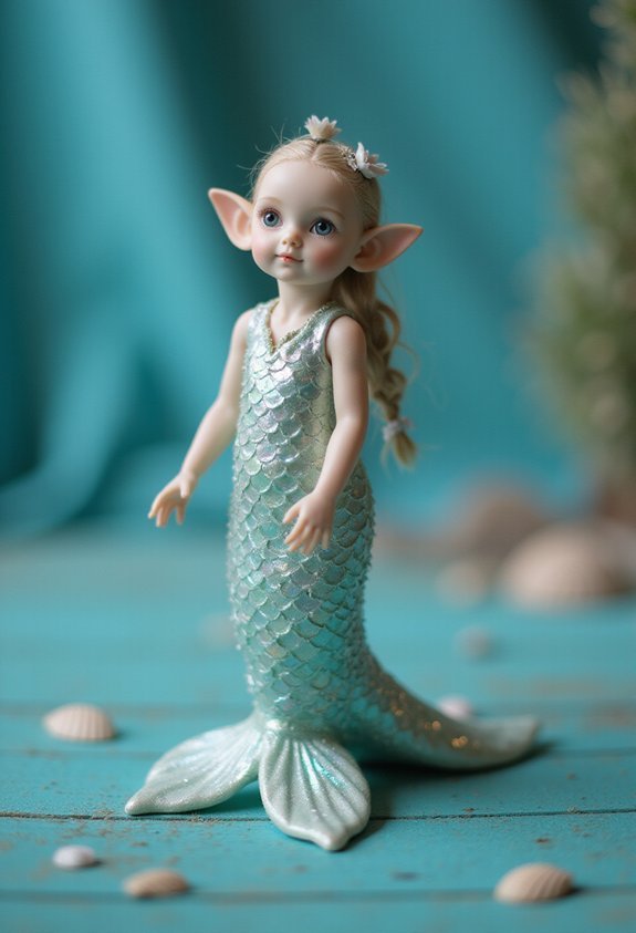 shimmering underwater seashell aquatic transformation