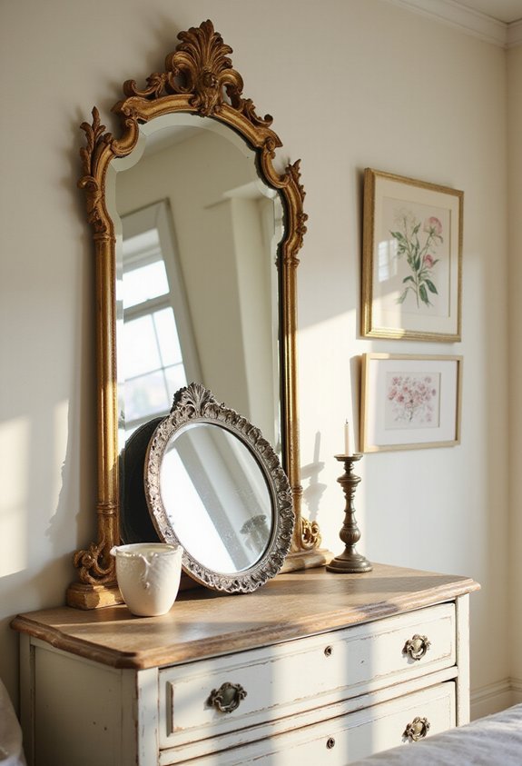 thrifted ornate vintage framed mirrors