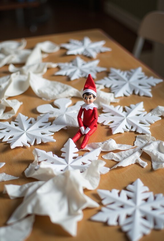 tissue paper snowflake winter classroom decor