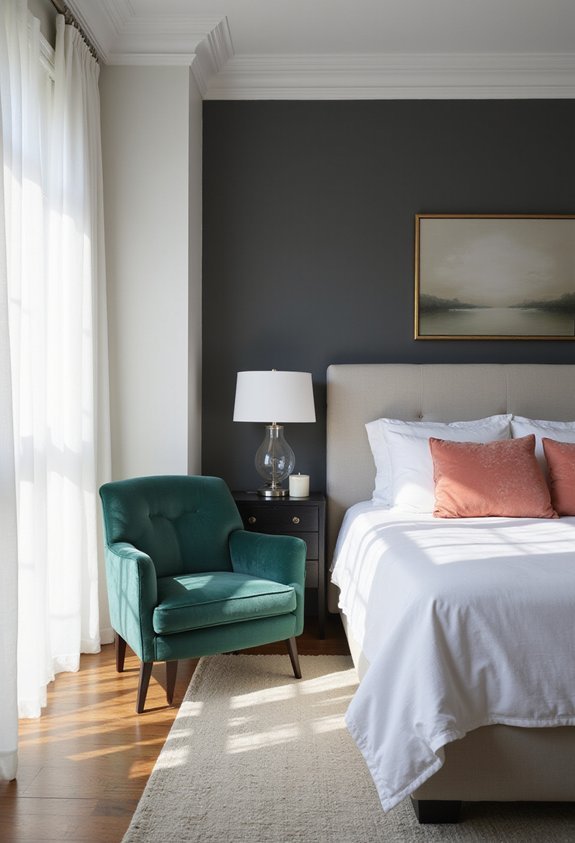 vibrant accents in serene grey