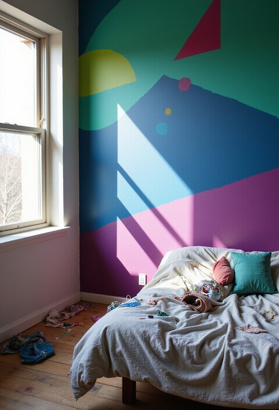 accent wall geometric pattern makeover