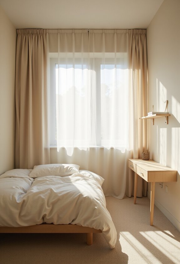 airy light filled spacious bedroom curtains