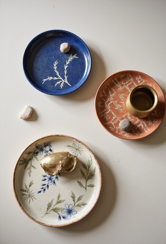 artistically detailed ceramic and porcelain trays