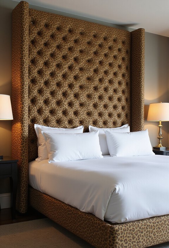 attention grabbing leopard print headboard focal point
