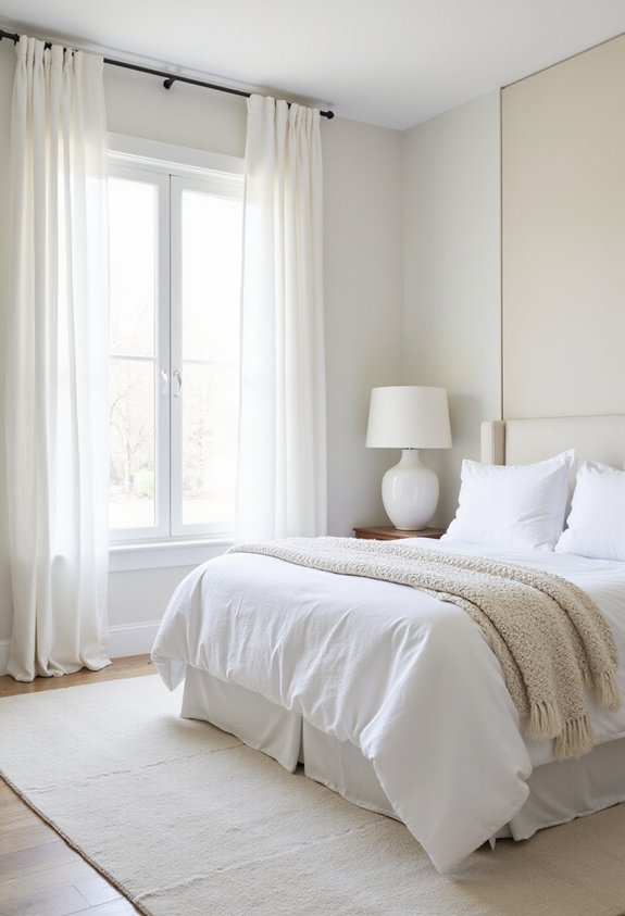 balanced textured defined white bedroom design