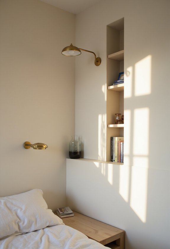 bedside lighting frees up space