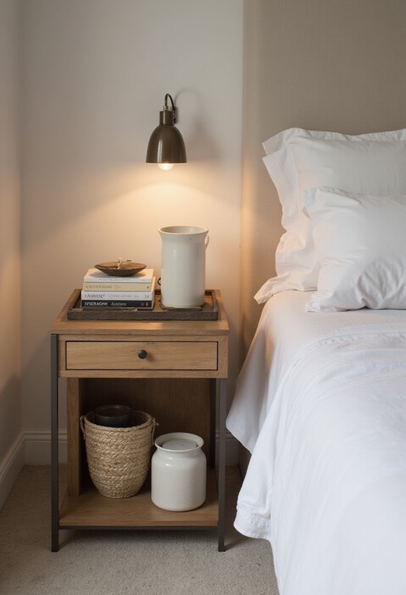 bedside storage essentials within reach