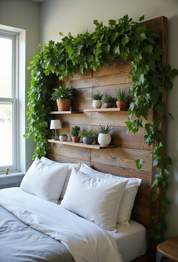 botanical integrated functional cascading headboard