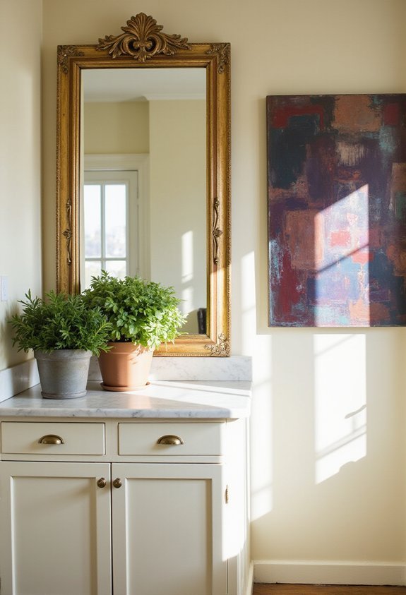 brightening kitchen space with mirrors artwork
