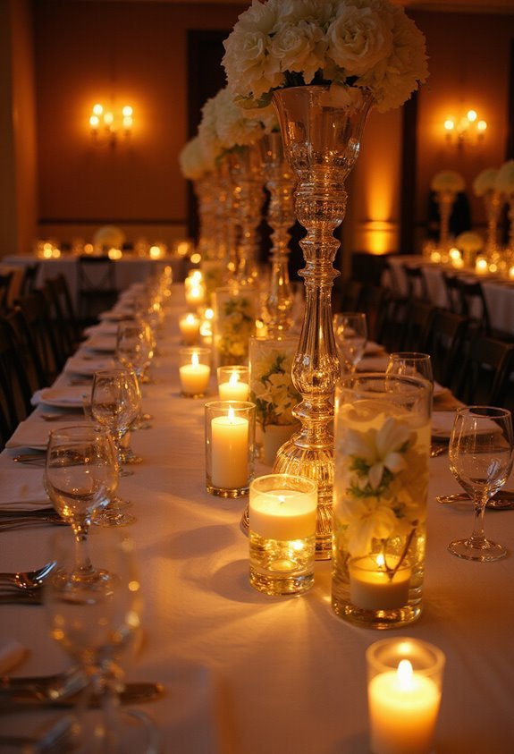 candle lit aisles table centerpieces galore