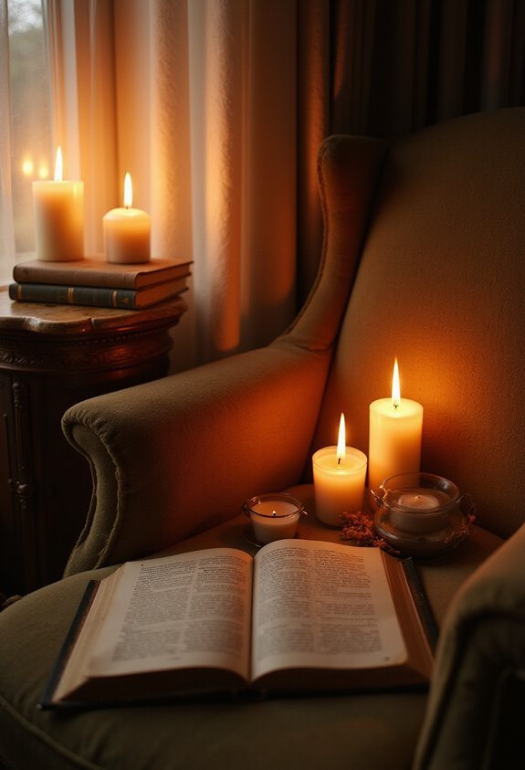 candlelit cozy reading nook sanctuary