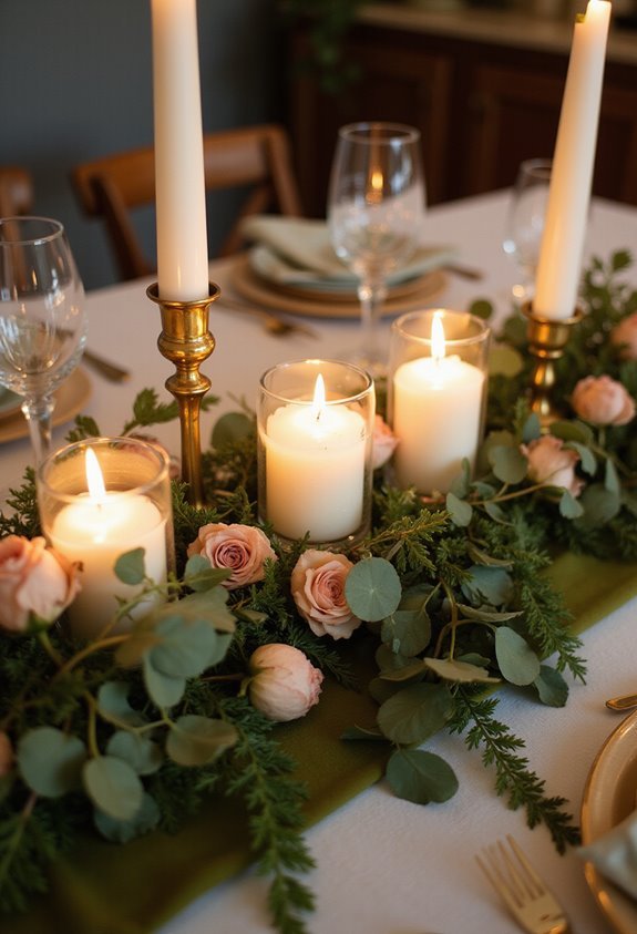 candlelit greenery creates elegant ambience