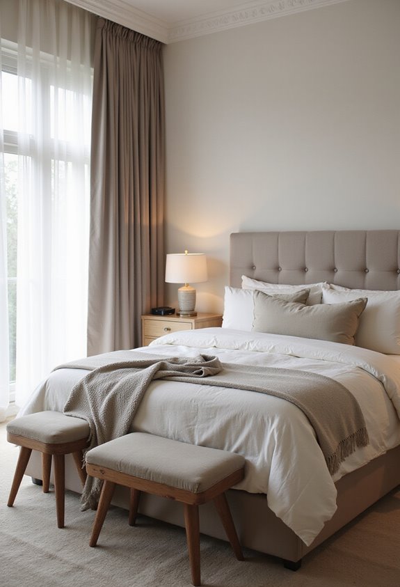 cohesive color story creates calming bedroom