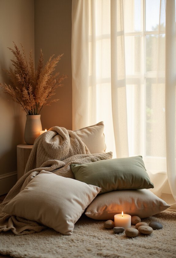 comfortable calming cushioned meditation nook