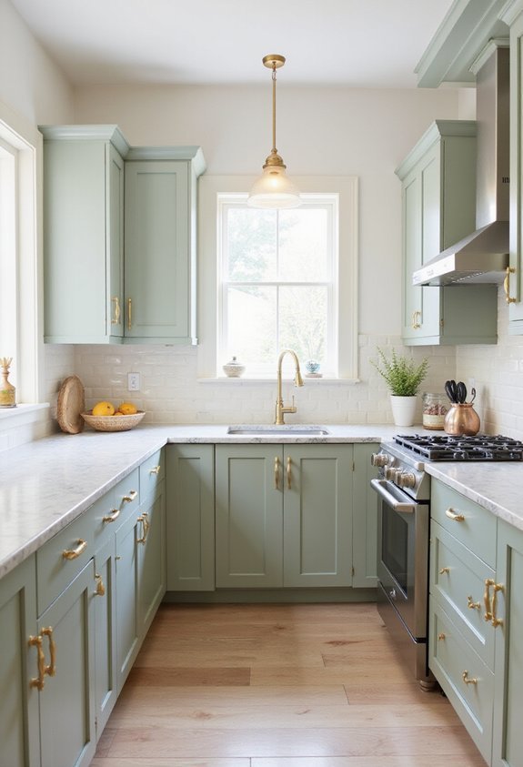 complementing green kitchen s hardware and fixtures