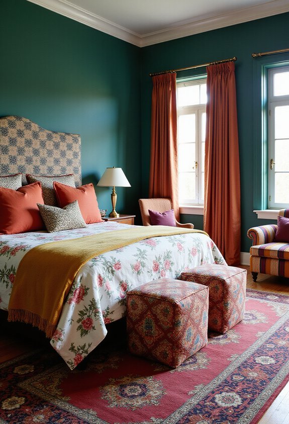 coordinated accent colors unify maximalist spaces