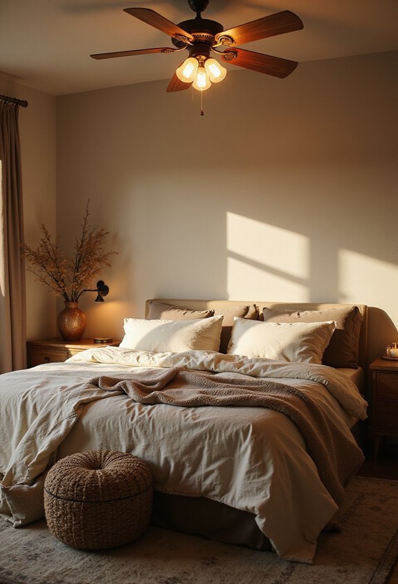 cozy bedroom with warm lighting