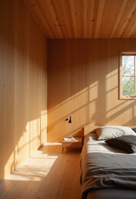 cozy cabin inspired wood paneling style