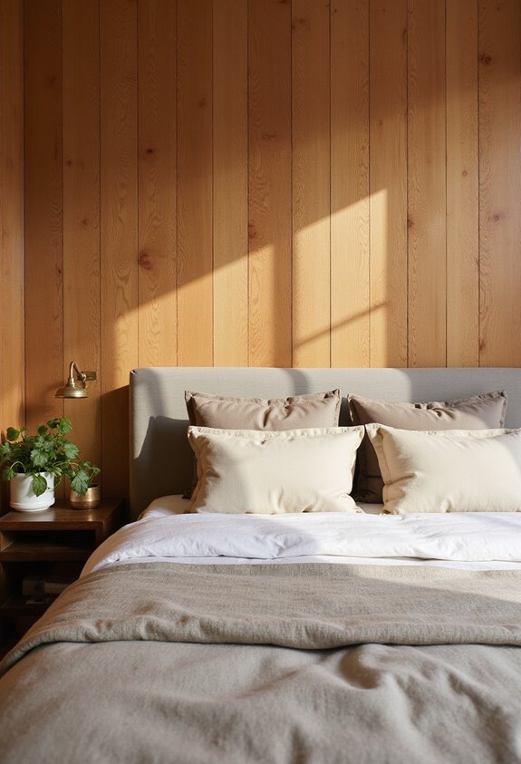 cozy cabin inspired wood wall paneling