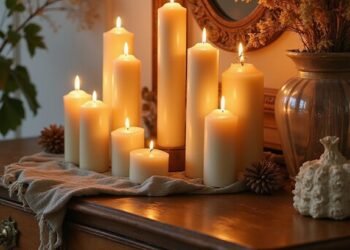 cozy candle lit decorative tray focal point