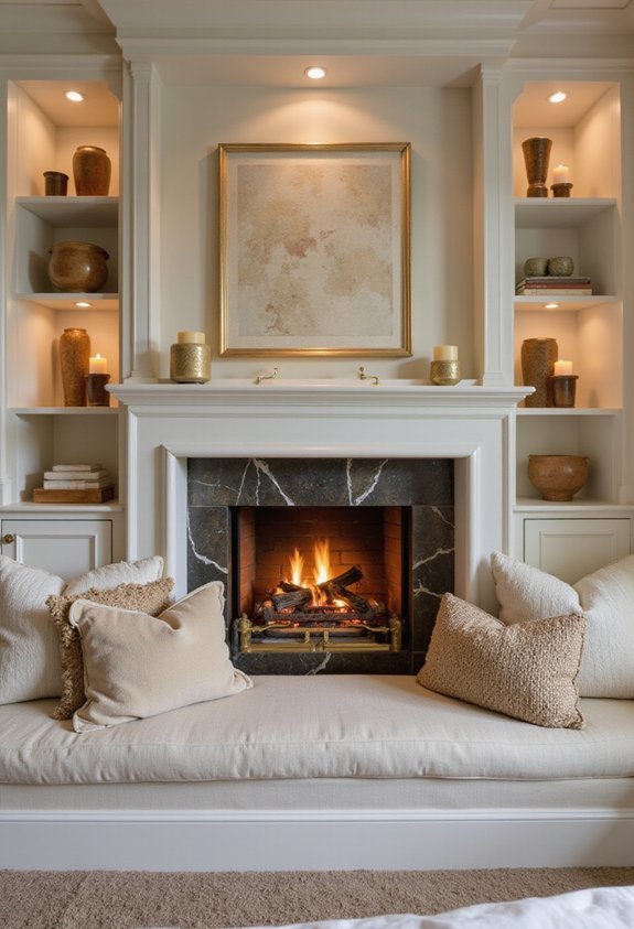 cozy fireplace reading nook retreat