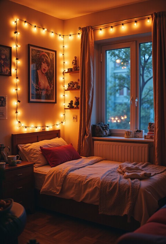 cozy layered transformative anime room lighting