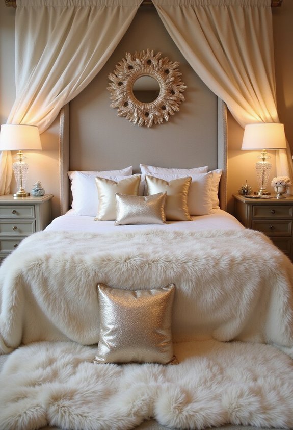 cozy luxurious textured holiday bedroom