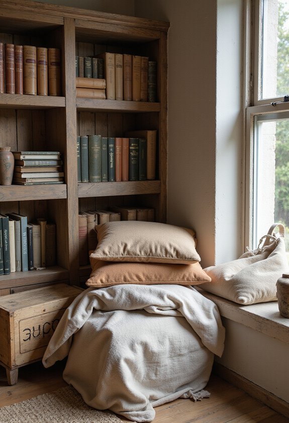 cozy reading bookshelf hideaway