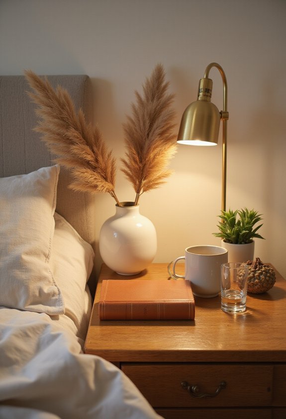 cozy reading friendly nightstand vignette