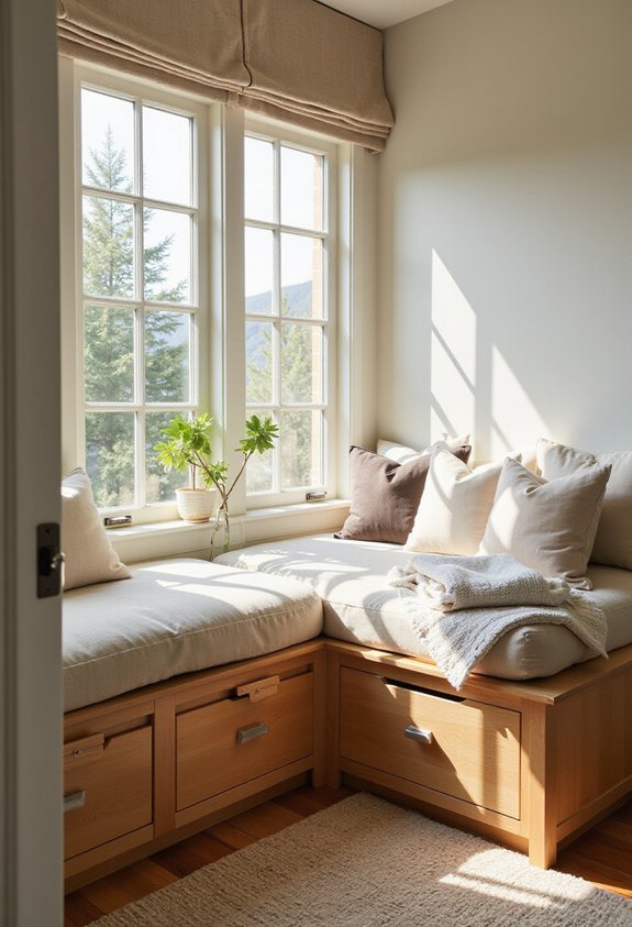 cozy storage window seat nook
