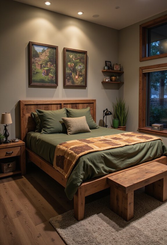 crafting table inspired custom bed frame