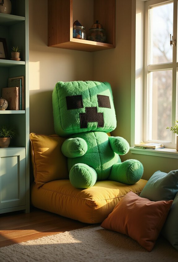 creeper plushie reading nook sanctuary