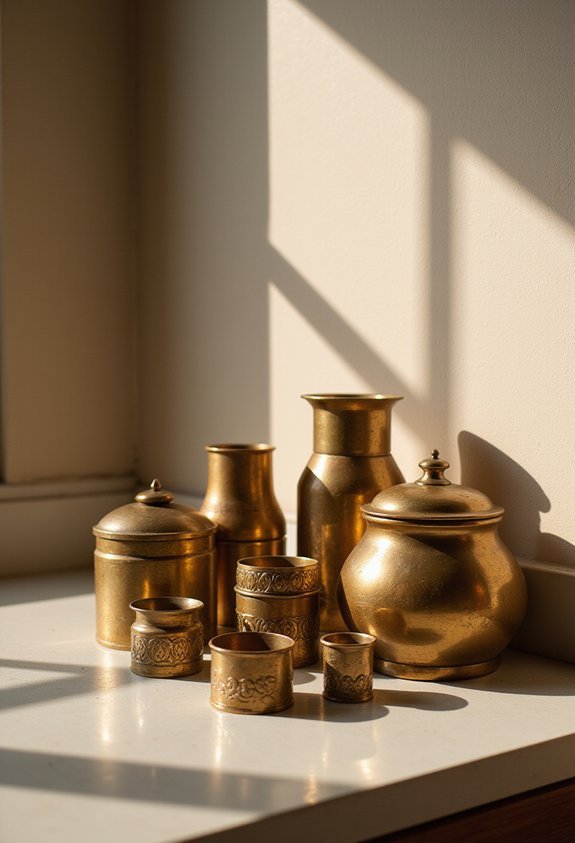 culturally meaningful spice organization with metallic vessels