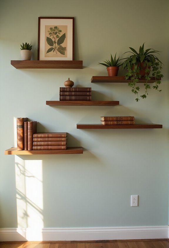 curated personal library wall display
