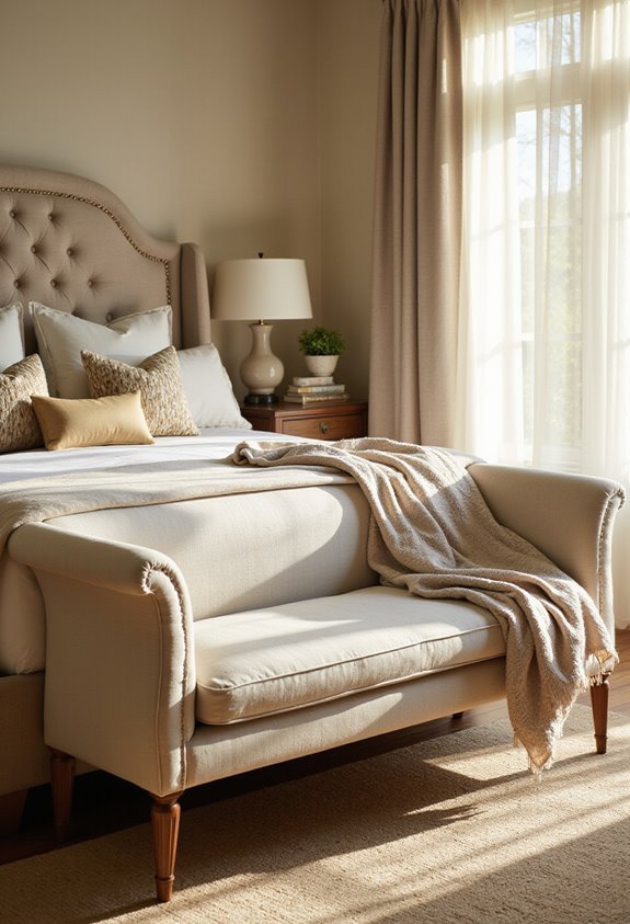 decorative bench transforms bedroom aesthetic