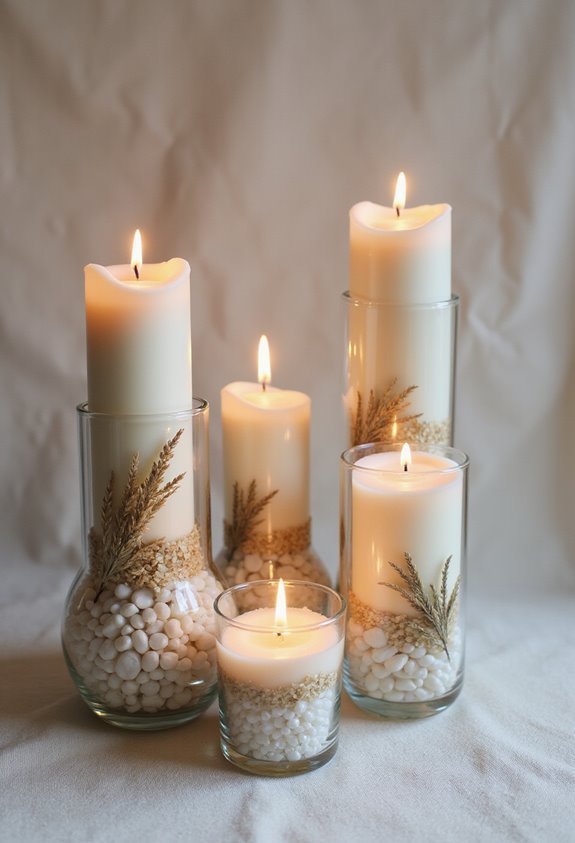 decorative glass vases with centerpiece candles