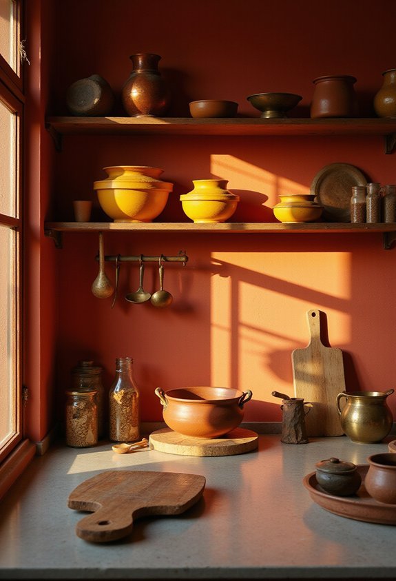 earthy vibrant traditional indian kitchen palette