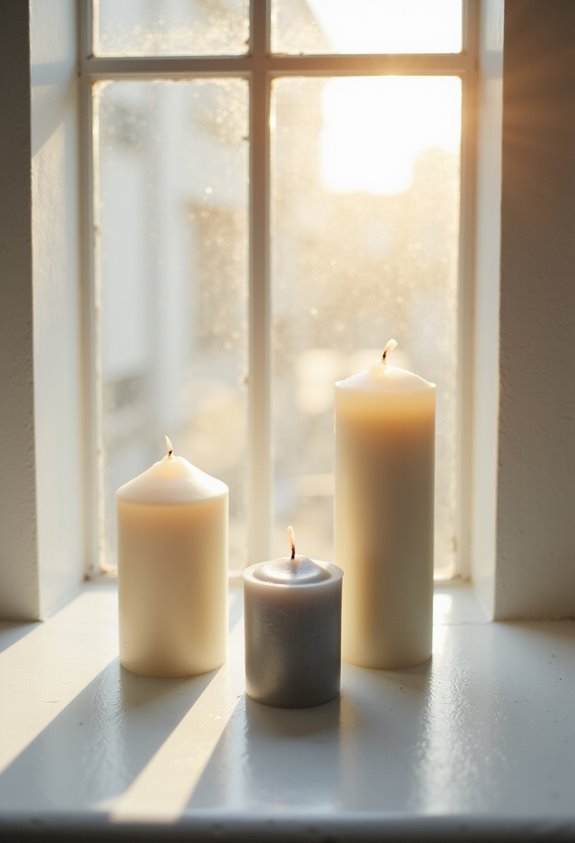 effortless minimalist windowsill candle display