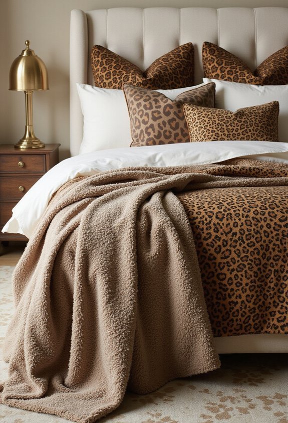 elegant leopard print bedding layering