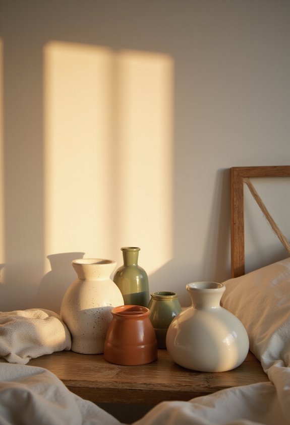 elegant nightstand display with curated vessels