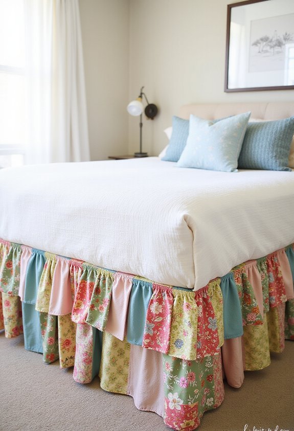 fabric scraps bed skirt visual interest