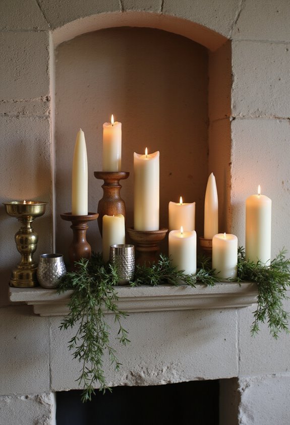 fireplace mantel layered stylish cozy inviting