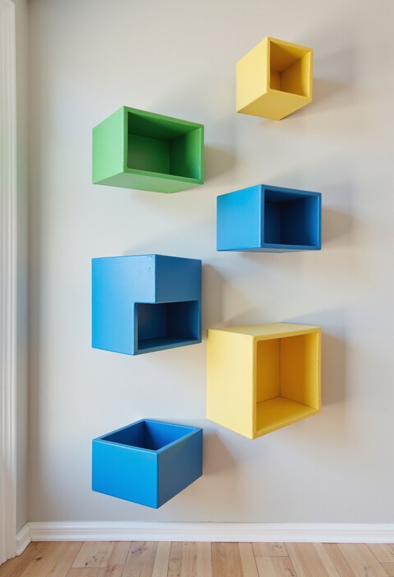 functional immersive pixelated decorative minecraft shelves