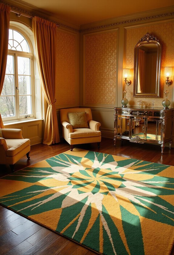 glamorous bold patterned art deco rugs