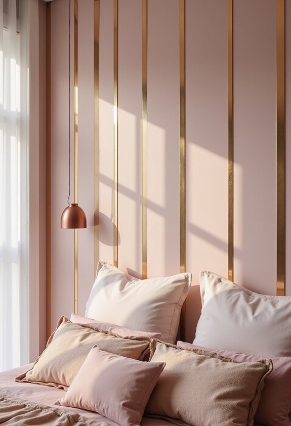 glamorous metallic accent wall stripes