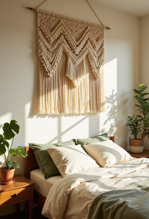 hang modern textured macram wall decor