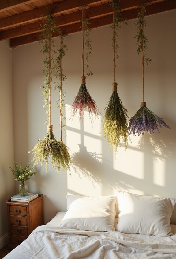 hanging dried botanical ceiling display